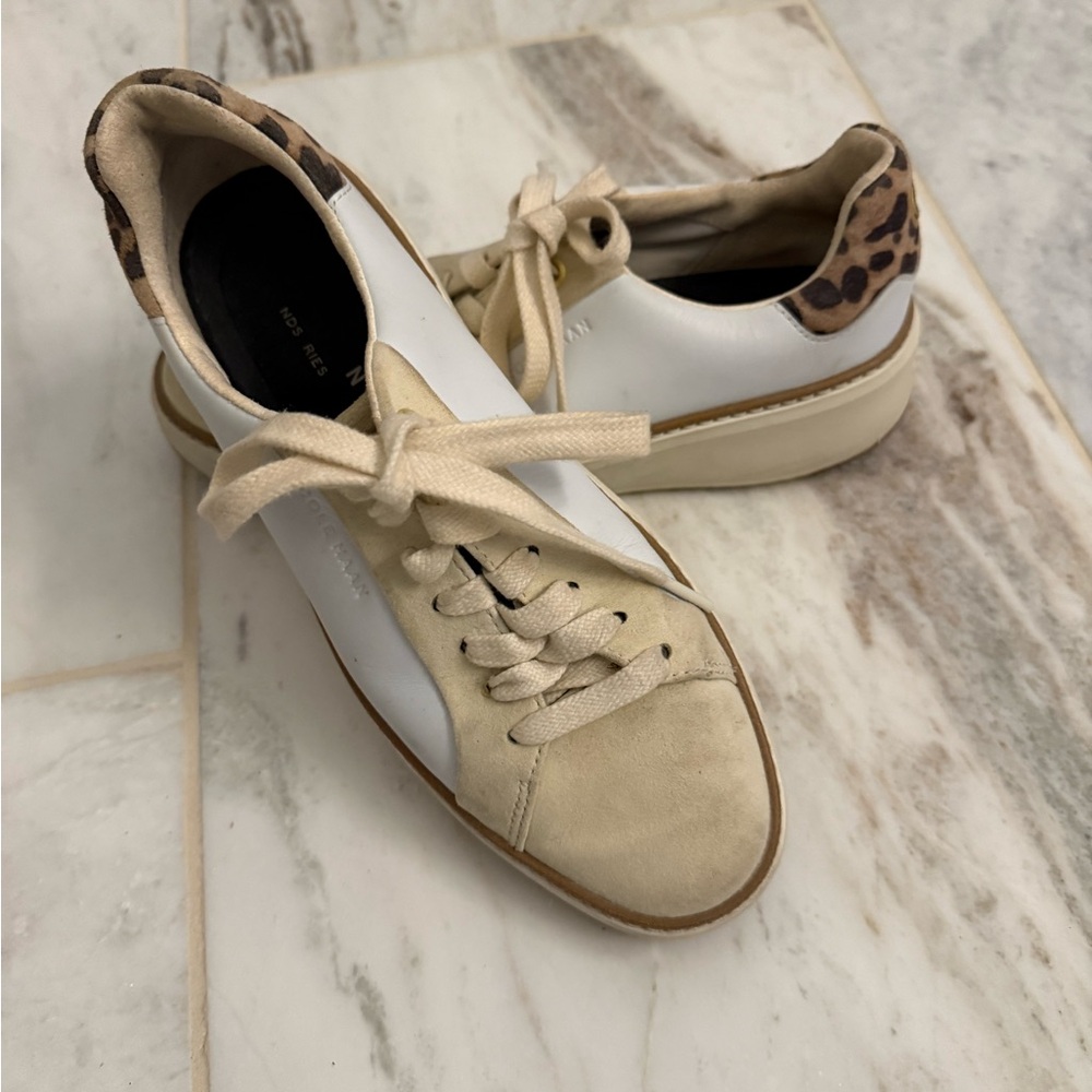 Cole Haan Beige and Animal Print Sneakers